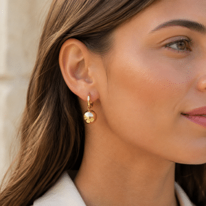 Boucles d’Oreilles Boules Tombantes Plaqué Or