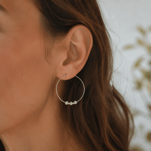 Boucles d’Oreilles Créoles – Pierre de Lune