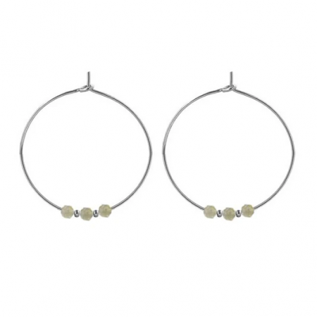 Boucles d’Oreilles Créoles – Pierre de Lune