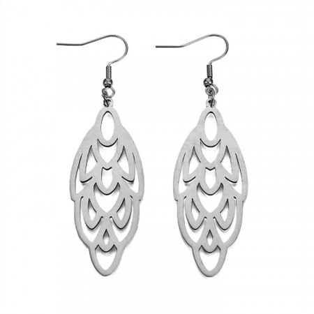Boucles d’Oreilles Feuilles – Acier Inoxydable Argenté