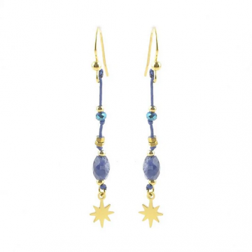 Boucles d’Oreilles Jaspe Étoile Acier