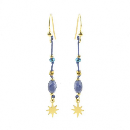 Boucles d’Oreilles Jaspe Étoile Acier