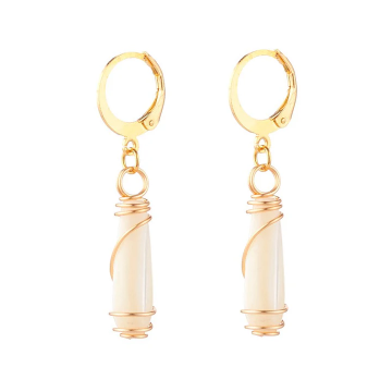 Boucles d’Oreilles Pendantes Pierre Naturelle - Plaqué Or