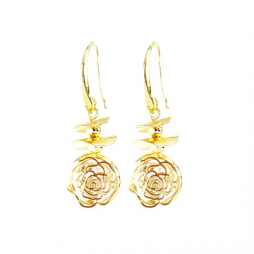 Boucles d’Oreilles Rose Dorée – Plaqué Or