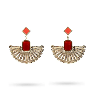 Boucles d'oreilles Acier inoxydable & Agate Rouge