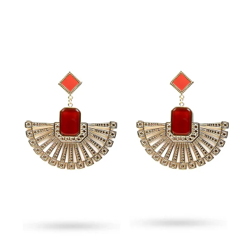 Boucles d'oreilles Acier inoxydable & Agate Rouge