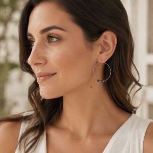 Boucles d’oreilles Créoles – Lapis Lazuli