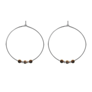Boucles d’oreilles Créoles – Oeil de Tigre