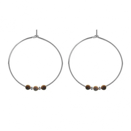 Boucles d’oreilles Créoles – Oeil de Tigre