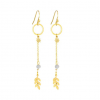 Boucles d’oreilles Femme Acier Doré, Étoile & Gemme Grise