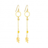 Boucles d’oreilles Femme Acier Doré, Étoile & Gemme Orangée