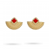 Boucles d'oreilles éventail – Acier inoxydable & Agate Rouge