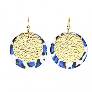 Boucles d’oreilles rondes – Acier inoxydable & verre bleu