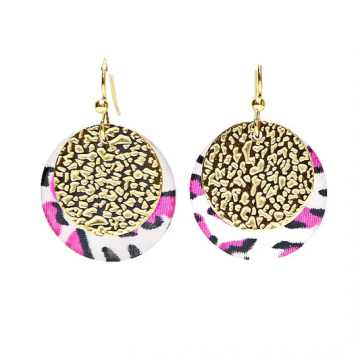 Boucles d’oreilles rondes – Acier inoxydable & verre rose