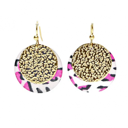 Boucles d’oreilles rondes – Acier inoxydable & verre rose