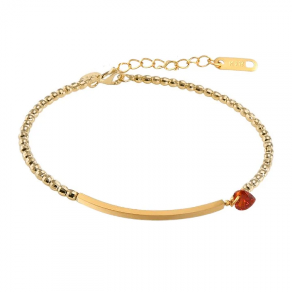 Bracelet Coeur Rouge – Plaqué Or