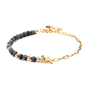 Bracelet Croix Agate Plaqué Or