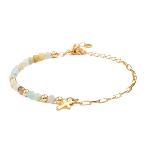 Bracelet Croix Amazonite Plaqué Or