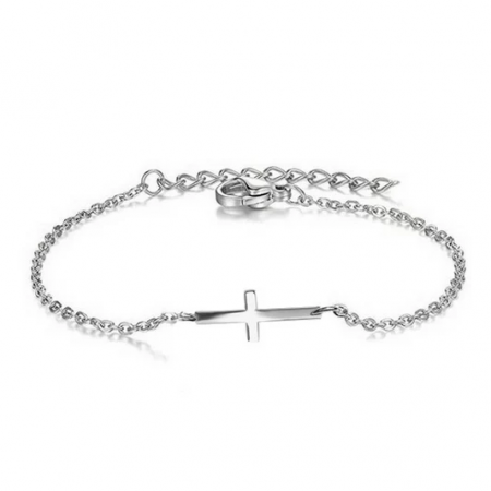 Bracelet Femme Acier Inoxydable 316L & Croix Argentée