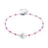 Bracelet Femme Arbre de Vie & Mailles Fuchsia, Acier Inoxydable