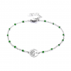 Bracelet Femme Arbre de Vie & Mailles Vertes, Acier Inoxydable