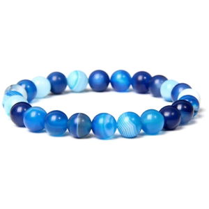 Bracelet Femme – Agate Rayée Bleue Naturelle