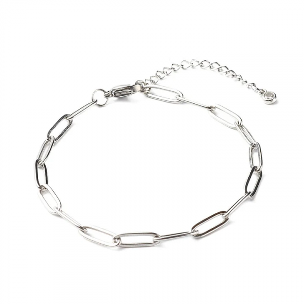Bracelet Maille Trombone – Acier Inoxydable Argenté