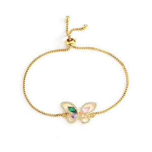 Bracelet Papillon Coulissant Zirconiums Multicolores