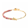 Bracelet Rhodonite Croix Plaqué Or