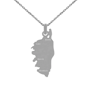 Collier Carte de la Corse - Acier Inoxydable Argenté