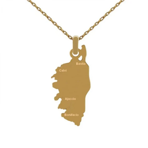 Collier Carte de la Corse – Acier Inoxydable Doré