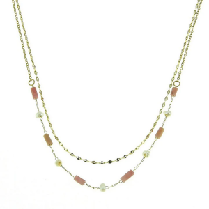 Collier Double Rang Rhodonite et Nacre