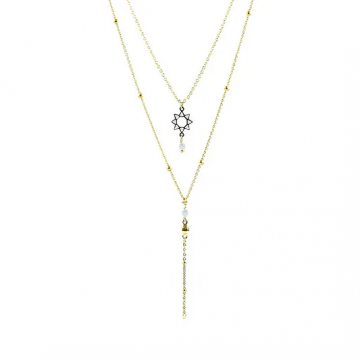 Collier Double Rangs – Étoile & Perles d’Howlite