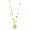 Collier Femme Pendentif Fleur Pierre Naturelle Oeil de Tigre