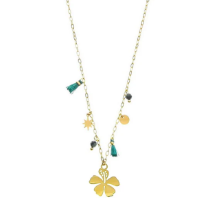 Collier Femme Pendentif Fleur Turquoise d’Afrique