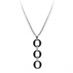 Collier Femme – Acier & Céramique Noire, Triple Anneaux