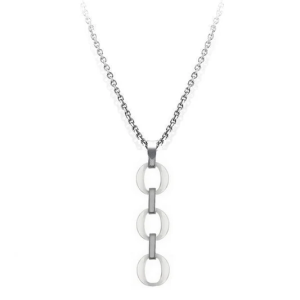 Collier Femme – Acier & Céramique, Triple Anneaux