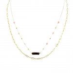 Collier Femme – Acier Inoxydable & Rhodonite Naturelle