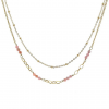 Collier Femme – Double rangs en acier & rhodonite naturelle