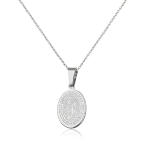 Collier Médaille Vierge Marie – Acier Inoxydable Argenté