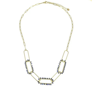 Collier Multiliens Acier Inoxydable Pierres Naturelles Lapis Lazuli