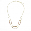 Collier Multiliens Acier Inoxydable Pierres Naturelles Rhodonite