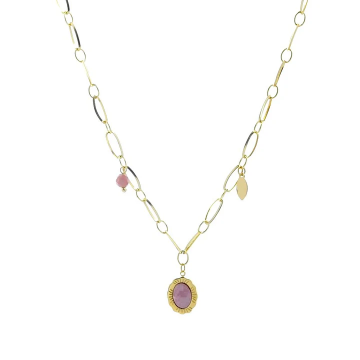 Collier Pierre Naturelle Chaîne Trombone & Rhodonite