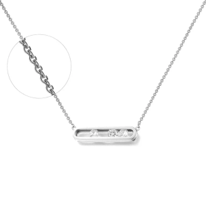 Collier Rectangle Zirconiums Acier Argenté