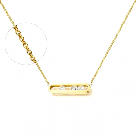 Collier Rectangle Zirconiums Acier Doré