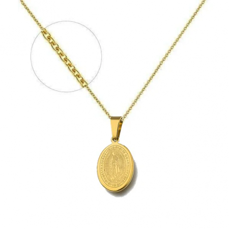 Collier Vierge Marie – Acier inoxydable doré