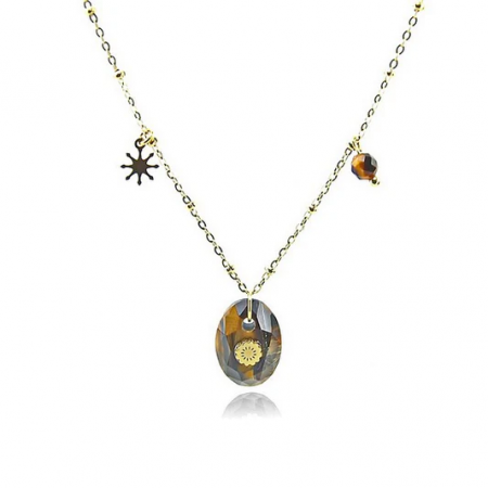 Collier breloque étoile & œil de tigre – Acier inoxydable doré