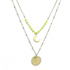 Collier double rangs – Cristal & Lune dorée