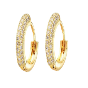 Créoles Élégance Brillante – Plaqué Or & Zirconiums