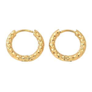 Créoles Martelées Dorées – Acier Inoxydable